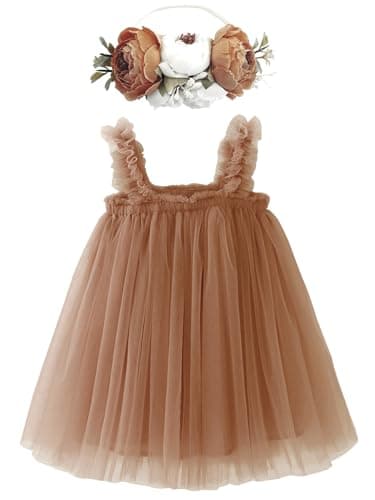 Rainbow Tutu Dress with Flower Headband for Toddlers