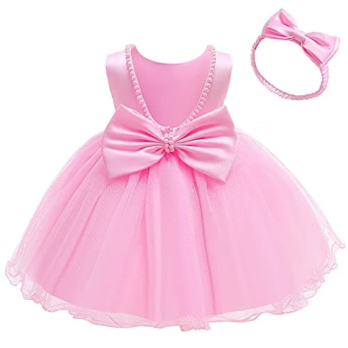 Baby Girls Ruffle Lace Backless Dress with Headwear