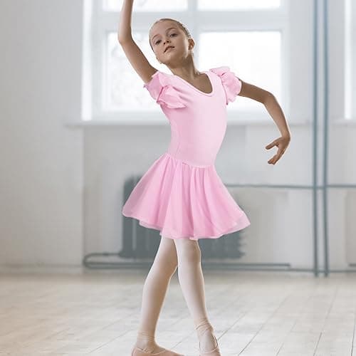 Suhine Girls' Criss Cross Back Dance Leotard & Tutu Skirt Outfit