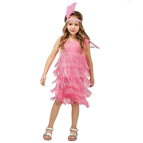 ODASDO 1920s Flapper Salsa Latin Dance Costume with Feather Headband