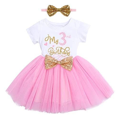 ODASDO Baby Girl 1st/2nd/3rd Birthday Princess Tulle Dress with Headband