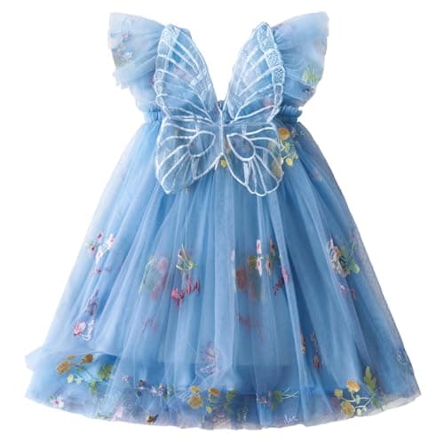 Nileafes Toddler Girl Summer Floral A-Line Sundress Sleeveless Beach Butterflies