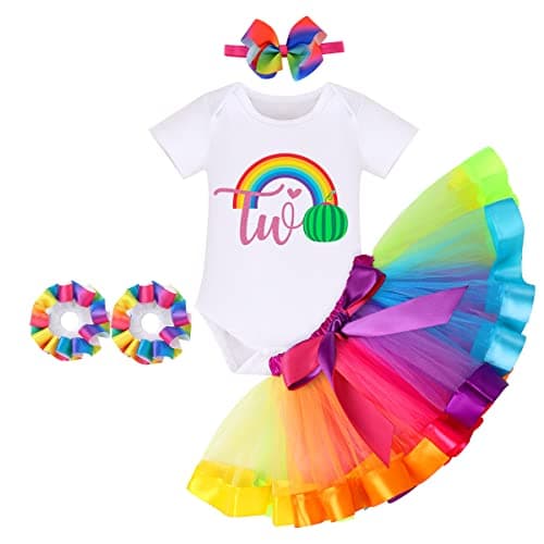 IDOPIP Rainbow Tutu Watermelon Romper for Baby Girls' 1st Birthday