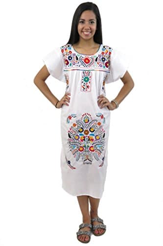 Leos Imports Hand Embroidered Mexican Dress Puebla