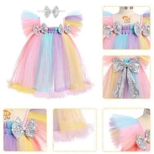 Toddler Girls Birthday Party Dress with Bowknot Headband