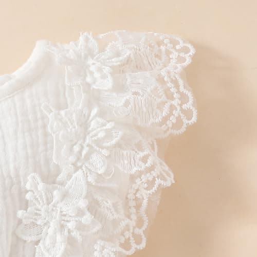 Aiwpstoin Boho Floral Lace Baby Girl Dress with Headband