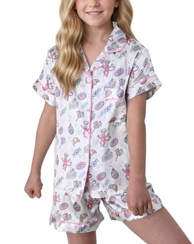 HINFEL Kids' Summer Monkey Shorts Set Cute Y2K Lounge Wear