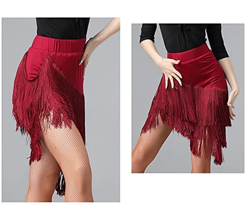 Z&X Women's Latin Salsa Dance Skirt with Hi-Lo Ruffle Shorts