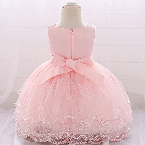 OBEEII Baby Girl Christening Tutu Dress with Flower Embroidery