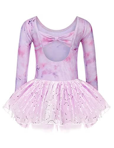 Zaclotre Girls Ballet Long Sleeve Leotards with Tutu Skirt Dance Dress