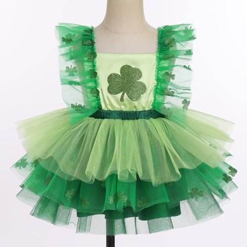 ODASDO Baby Girl Easter/St. Patrick's Day Party Tutu Dress & Bowknot Headband Set