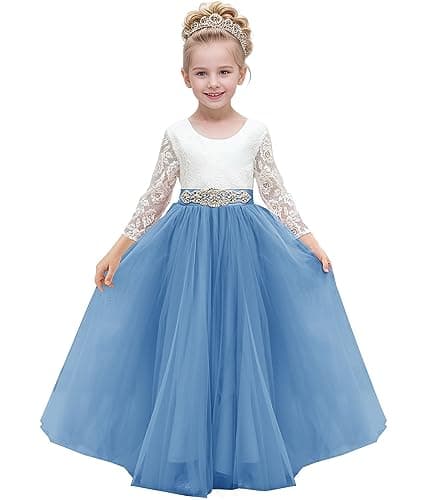 Abaowedding Lace V-Back Flower Girl Dress