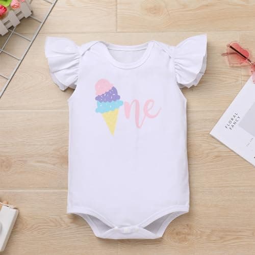 ODASDO Boho Rainbow Birthday Cake Smash Outfit for Baby Girls