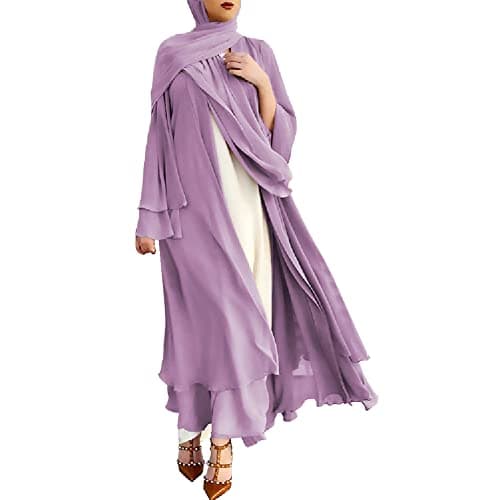OBEEII Women Muslim Chiffon Maxi Dress