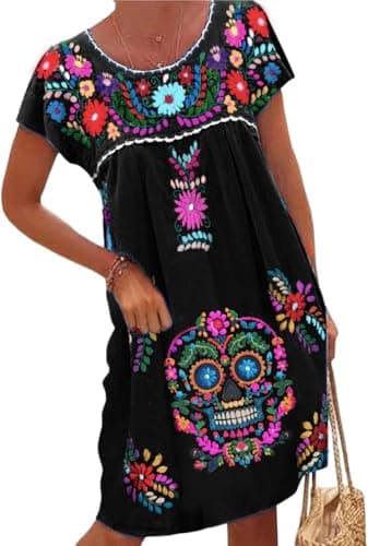 Melliflo Loose Floral Embroidered Dress for Women