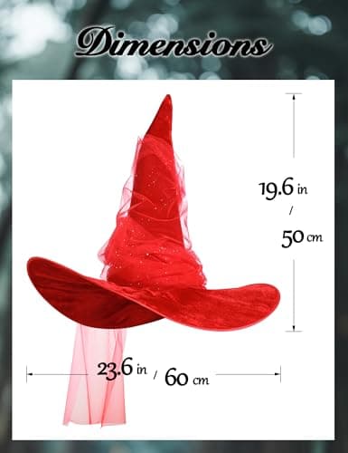 JEGERMIG Women's Oversized Masquerade Witch Hat with Velvet Brim Party Accessory