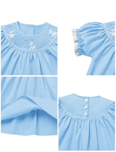 ODASDO Toddler Girls Easter Bunny Embroidery Short Sleeve Dress