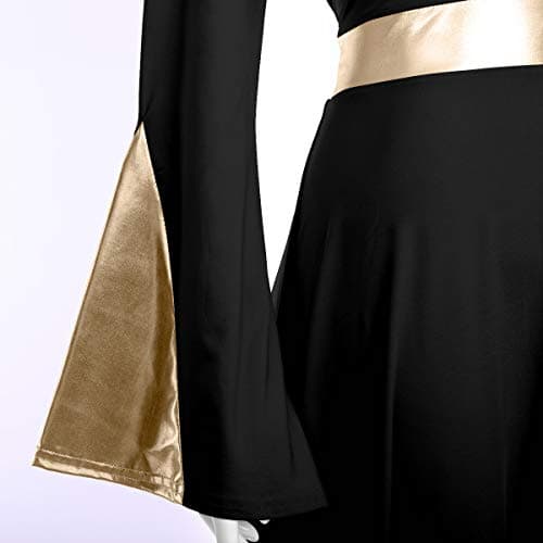 IMEKIS Women Metallic Color Block Liturgical Dance Dress