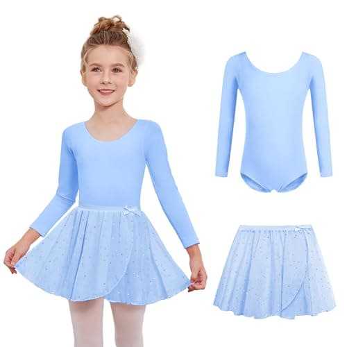 Zaclotre Girls' Long Sleeve Shiny Ballet Leotard Dance Outfit for 3-11Y