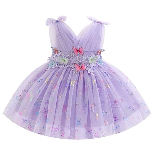 IDOPIP Shiny Butterfly Tutu Dress for Toddler Girls Birthday Parties
