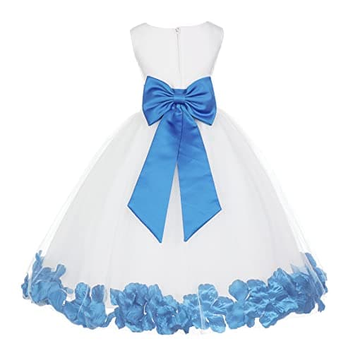 Ekid's Bridal Ivory Tulle Floral Petals Toddler Girl Dress 302T