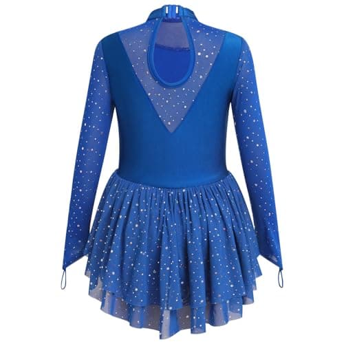 ODASDO Sparkly Sequin Long Sleeve Figure Skating Leotard for Girls