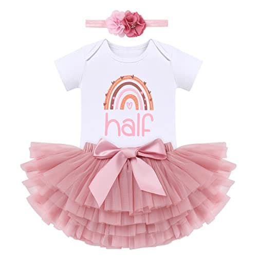 ODASDO Baby Girl Boho Rainbow 1st 2nd Birthday Cake Smash Outfit