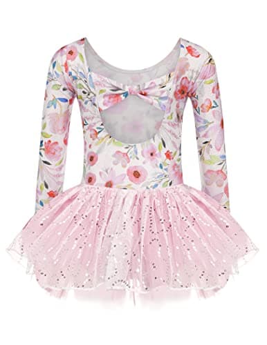 Zaclotre Girls Ballet Long Sleeve Leotards with Tutu Skirt Dance Dress