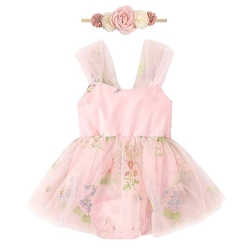 Infant Baby Girl Tulle Romper Outfit with Headband