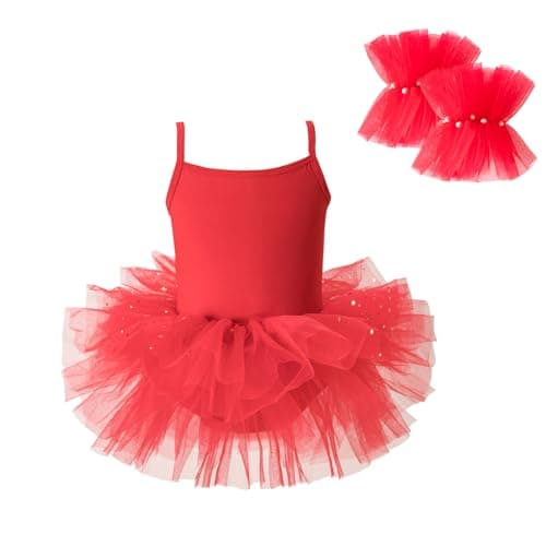 CARTEEL Toddler Girls Ballet Dress with Shiny Tulle Cuffs