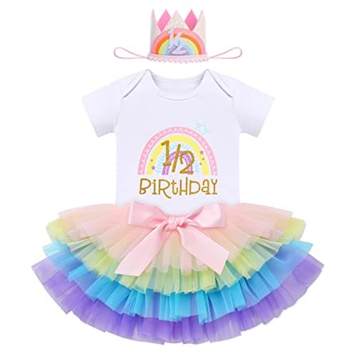 ODASDO Baby Girl Boho Rainbow 1st 2nd Birthday Cake Smash Outfit