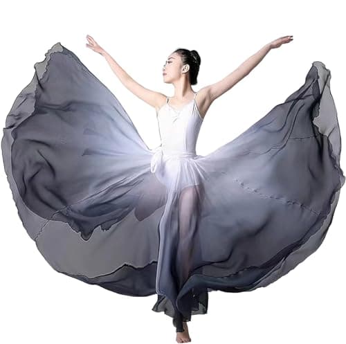 TLMNU Women's Gradient Chiffon Long Swing Skirt for Modern Ballet Performance