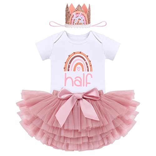 ODASDO Baby Girl Boho Rainbow 1st 2nd Birthday Cake Smash Outfit