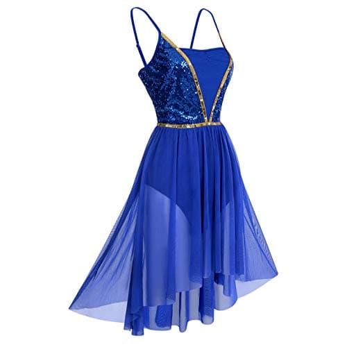Shiny Sequins Spaghetti Strap High Low Dance Dress for Women