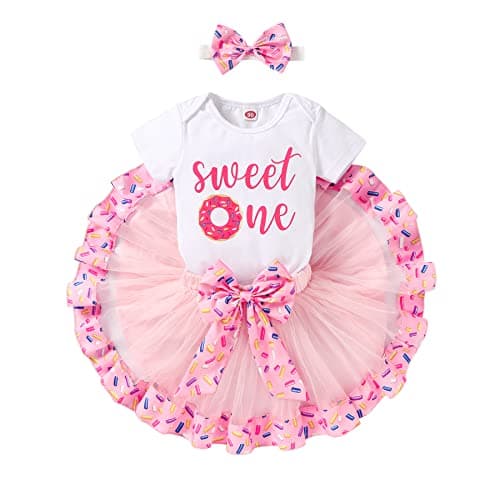 YOUNGER TREE Shiny Printed Sequin Bowknot Tutu Dress for Newborn Baby Girls' 1st Birthday