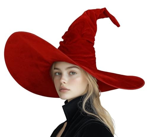 MCJC Witch Hat, Ruched Wide Brim, Halloween Masquerade Party Accessory