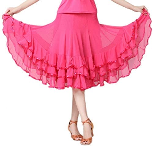 CISMARK Elegant Ballroom and Latin Flamenco Dance Skirt for Women