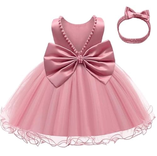 LZH Baby Girls Ruffle Lace Backless Bowknot Dress for Pageant Party