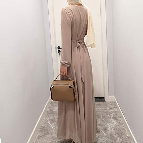 BooW Women's Chiffon Flowy Maxi Abaya Dress