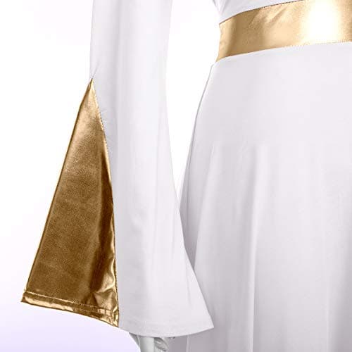 IMEKIS Women Metallic Color Block Liturgical Dance Dress