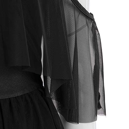 Lyrical Dance Costume for Women: Shiny Cross-Strap Mesh Tulle Dress