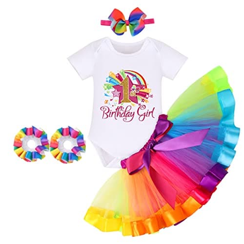 IDOPIP Rainbow Tutu Watermelon Romper for Baby Girls' 1st Birthday