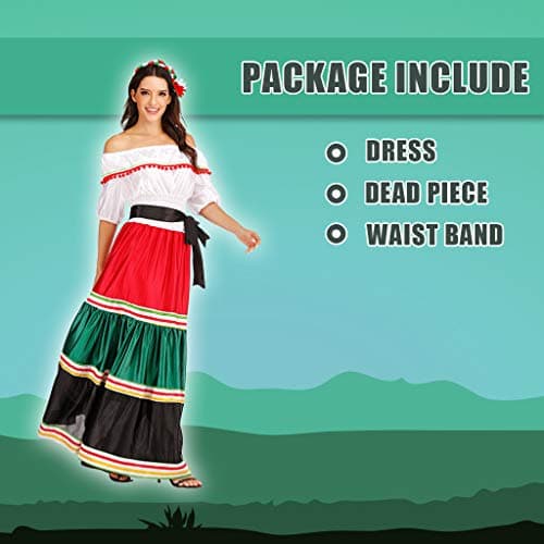ReneeCho Women's Mexican Senorita Halloween Costume Blouse & Skirt