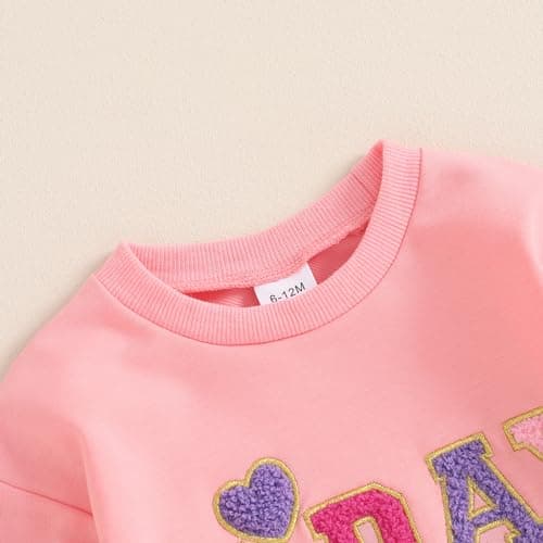 SAYOO Baby Birthday Girl Sweatshirt & Pants Embroidery Print Fall Outfit