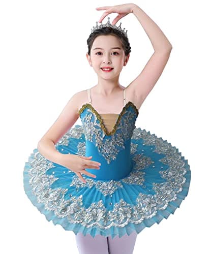 ORIDOOR Girl's Lace Sequin Tutu Skirted Leotard Ballet Costume