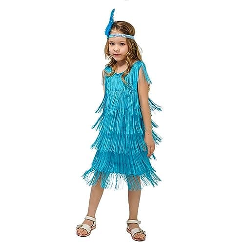 ODASDO 1920s Flapper Salsa Latin Dance Costume with Feather Headband