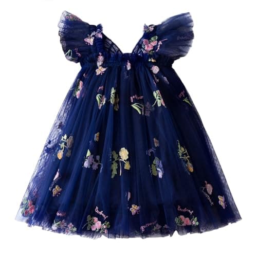 Nileafes Toddler Girl Summer Floral A-Line Sundress Sleeveless Beach Butterflies