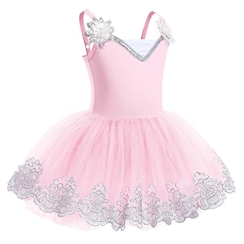 Girls' Sequin Embroidered Ballet Leotard with Tutu Skirt