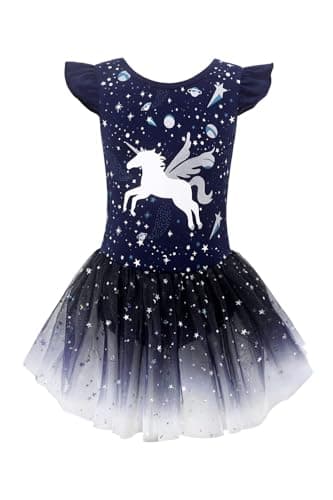 Unicorn Tutu Ballet Leotards for Toddlers Girls Cotton Tulle Skirts