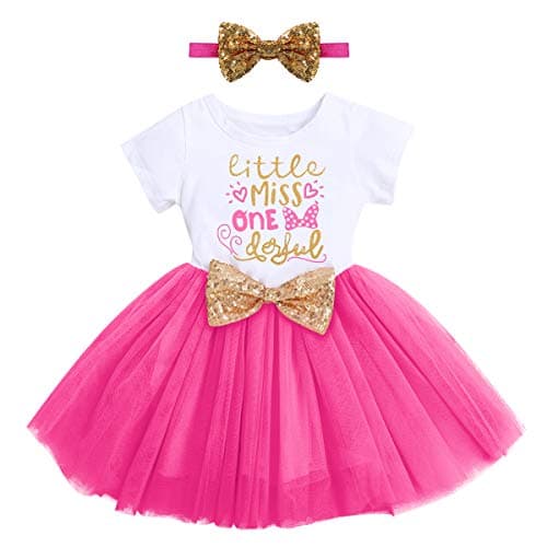 ODASDO Baby Girl 1st/2nd/3rd Birthday Princess Tulle Dress with Headband